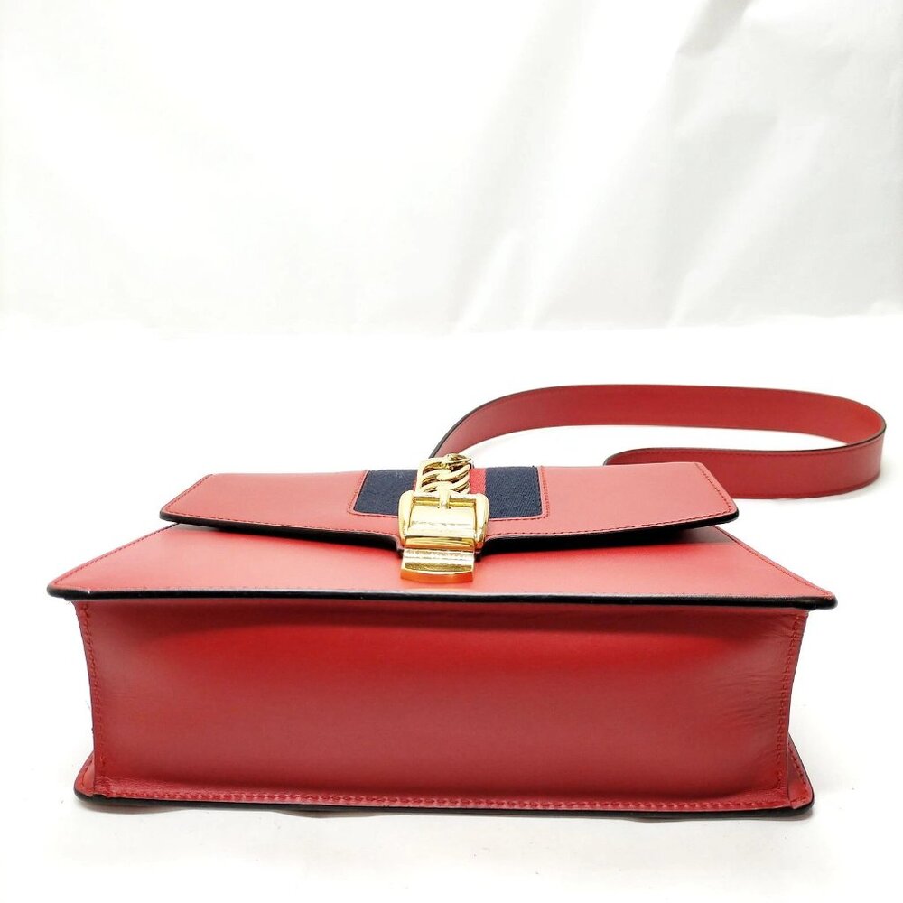 Authentic Gucci Sherry Line Red Leather Shoulder Bag mn684-112625 - Picture 6 of 16